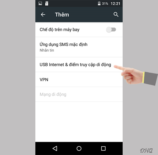 Chọn USB internet